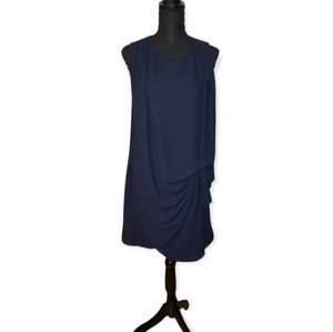 H by Halston Sleeveless Side Knot Navy Dress